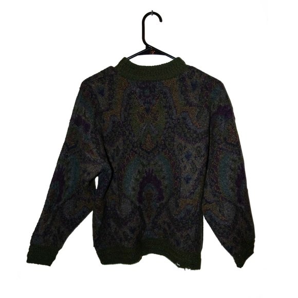 Talbots Dark Green/Multi Knit Wool Sweater - Picture 2 of 2